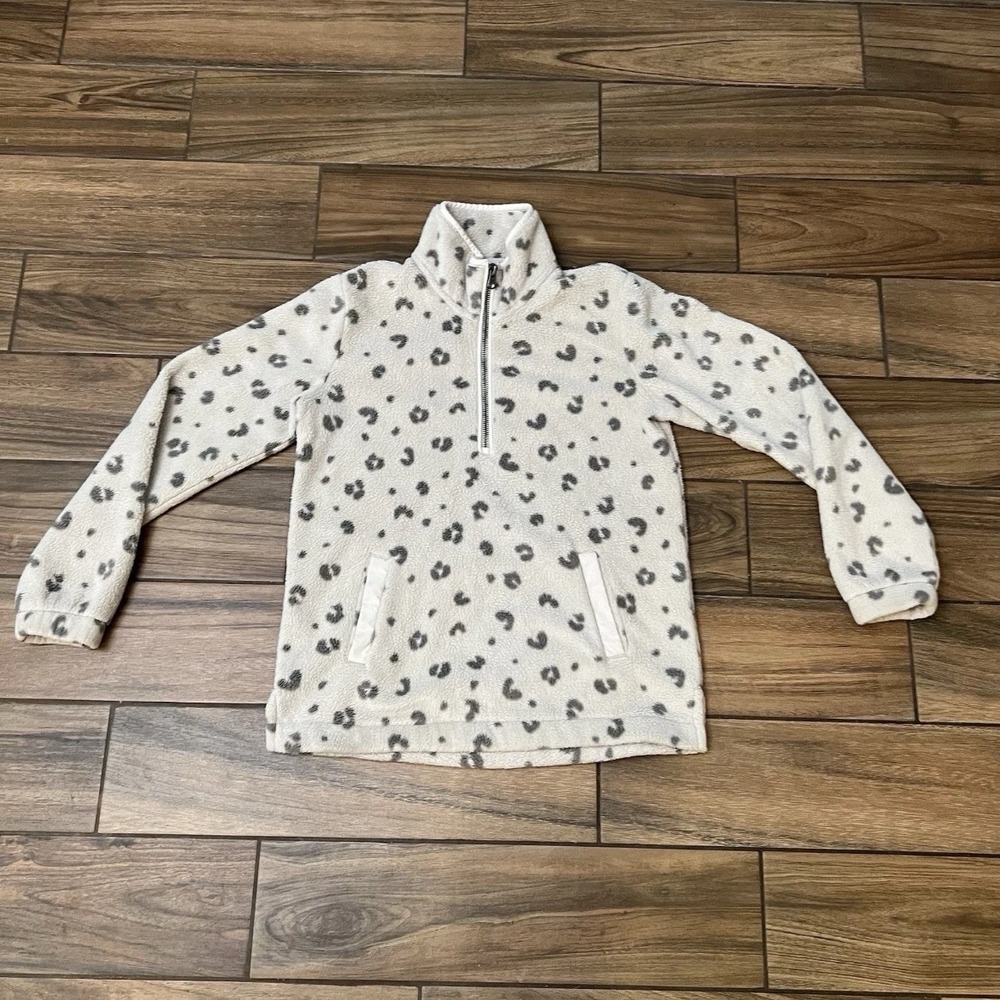 Abercrombie & Fitch Sherpa Fleece Quarter Zip Leopard Women’s Medium